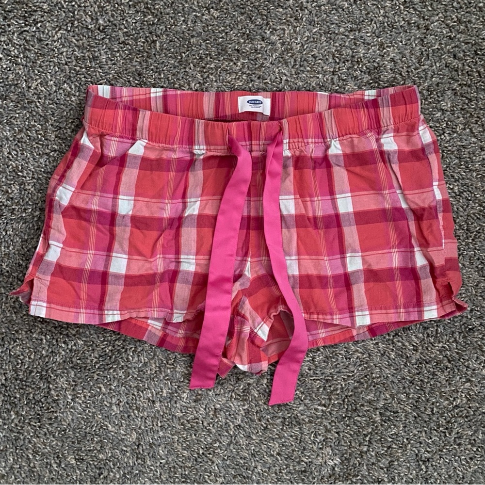 Old Navy Plaid Pink and Red Pajama Shorts